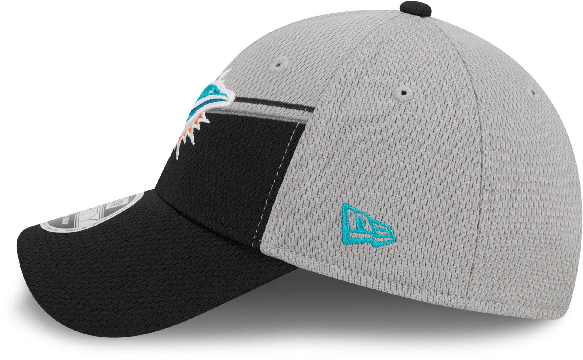 Miami Dolphins NFL 2023 Sideline New Era 9Forty Stretch Snap Grey Team Cap