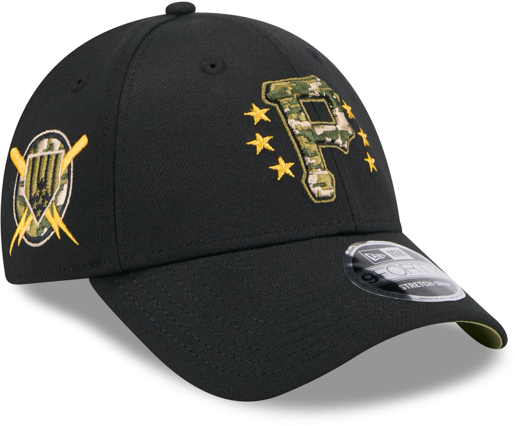 Pittsburgh Pirates New Era 9Forty MLB 2024 Armed Forces Day Black Baseball Cap