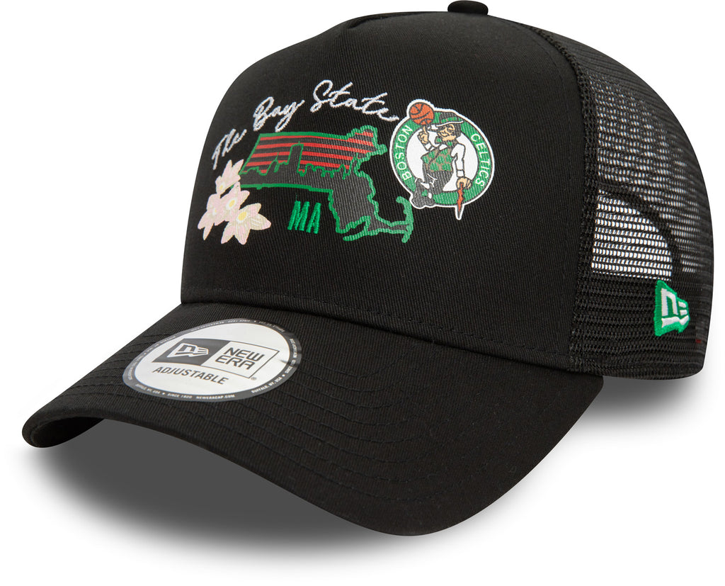 Boston Celtics New Era NBA Team Logo Black Trucker Cap - pumpheadgear, baseball caps