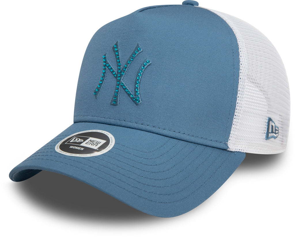 New York Yankees Womens New Era MLB Rhinestone Blue Trucker Cap