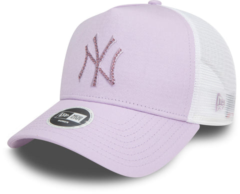 New York Yankees Womens New Era MLB Rhinestone Lilac Trucker Cap