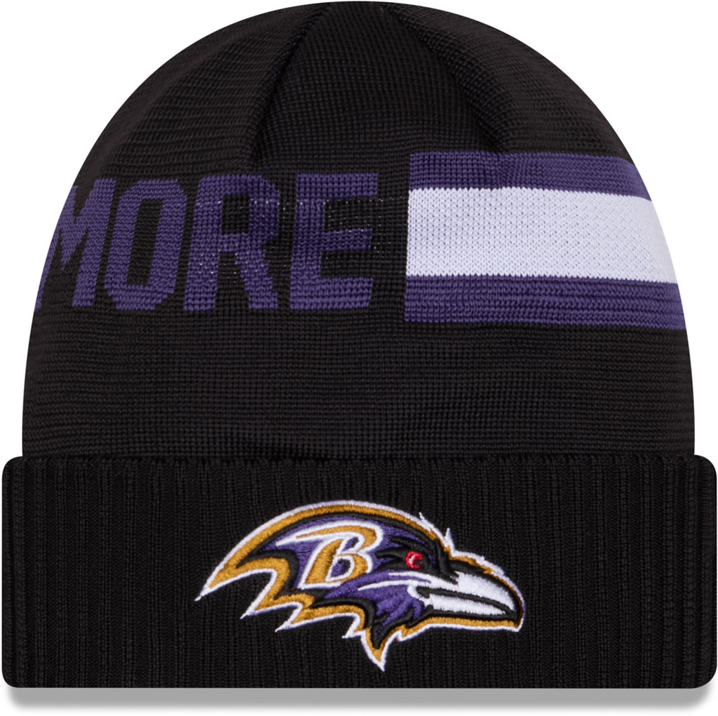 Baltimore Ravens New Era NFL 2024 Sideline Tech Knit Beanie - pumpheadgear, baseball caps