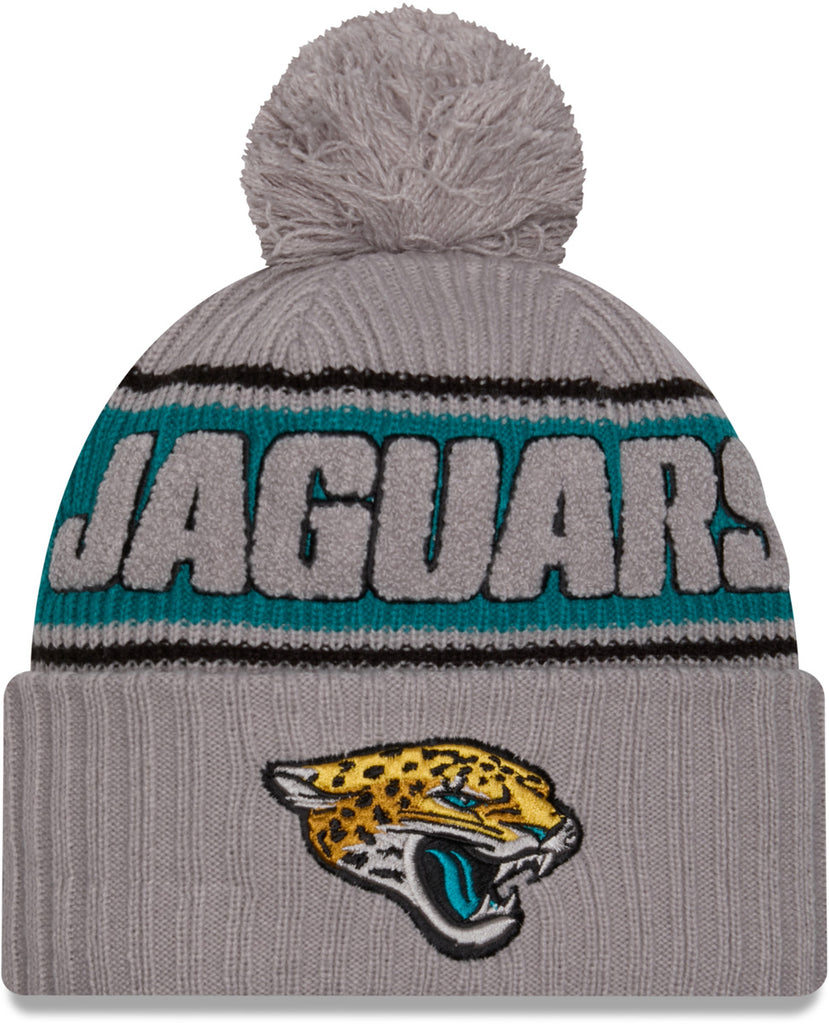 Jacksonville Jaguars New Era NFL 2024 Sideline Sport Knit Grey Bobble Hat - pumpheadgear, baseball caps