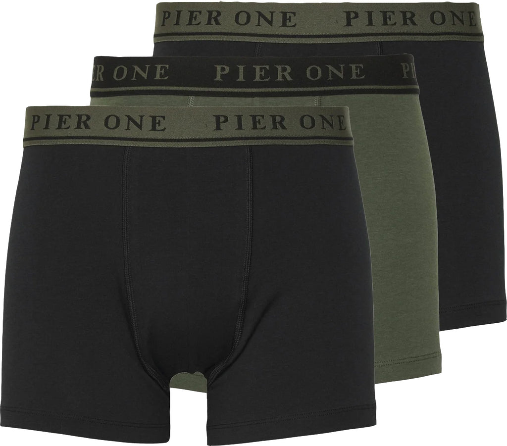 Pier One Mens 3-Pack Solid Colour Design Boxer Shorts