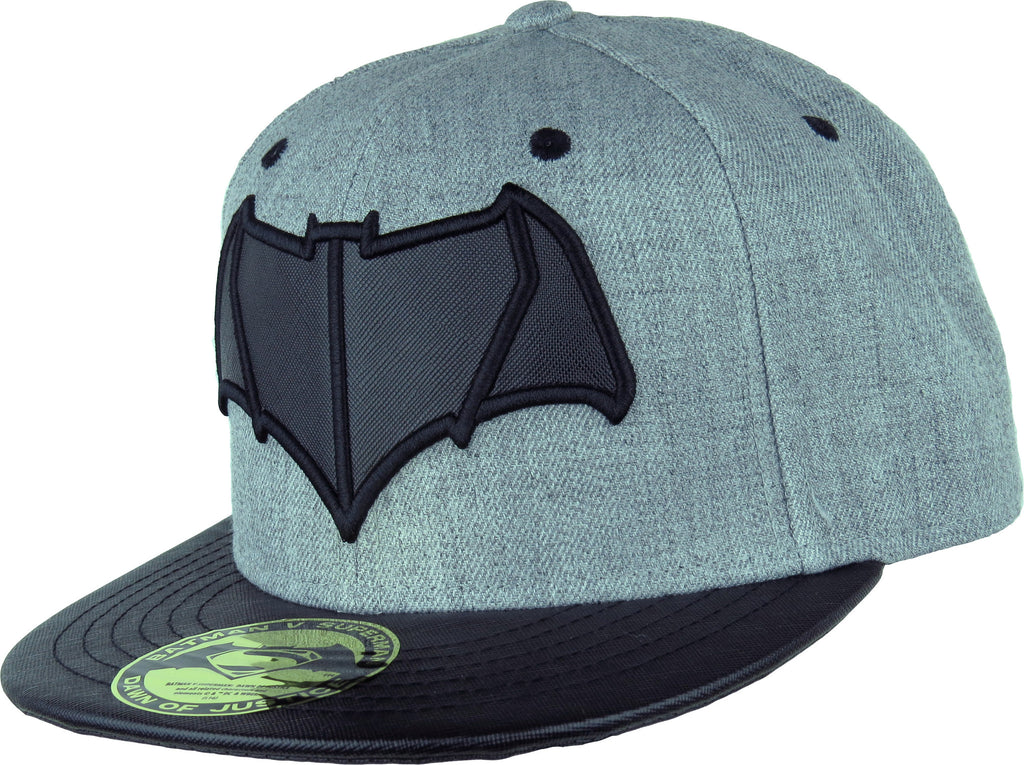 Dawn Of Justice Batman Logo Grey/Black Snapback Cap - pumpheadgear, baseball caps